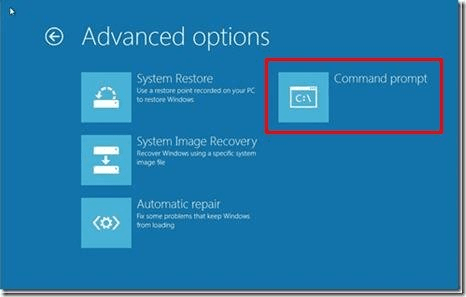 Click "Repair your computer" and select the appropriate Windows installation.
Choose "Command Prompt" from the options.