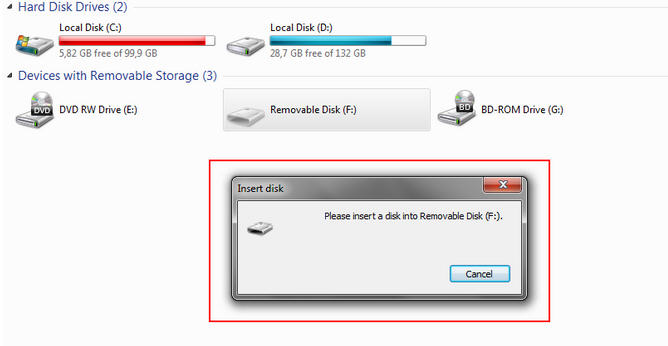 Connect the SanDisk Ultra USB 3.0 to the computer.
Open File Explorer or My Computer and locate the USB drive.